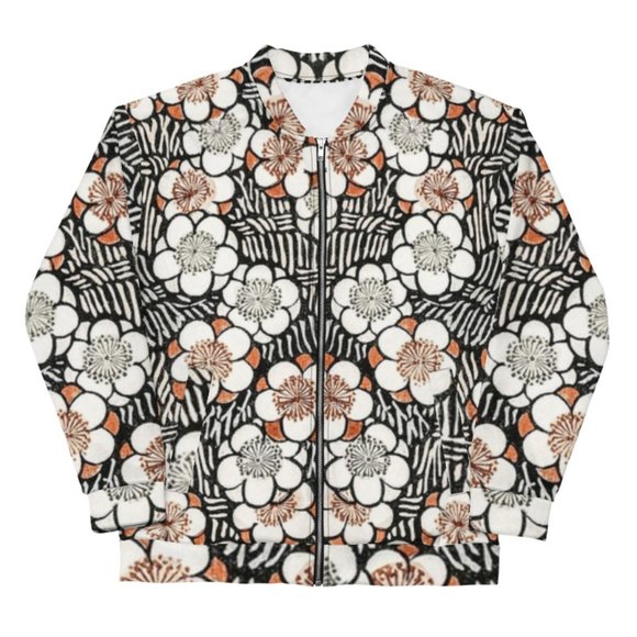 Floral Pattern Vintage Japanese Art Bomber Jackets. - Picture 6 of 10